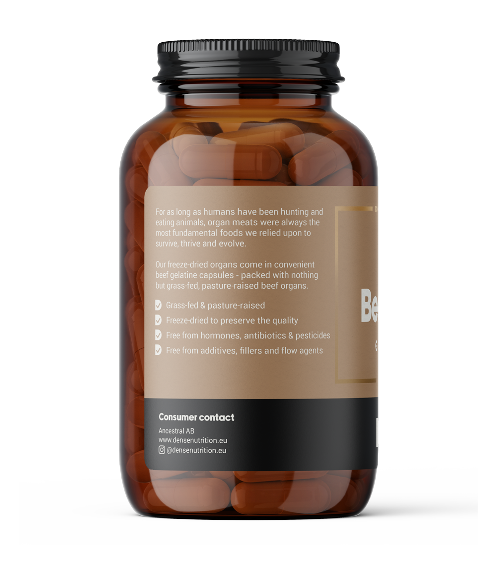 Grass-fed beef liver supplement glass jar