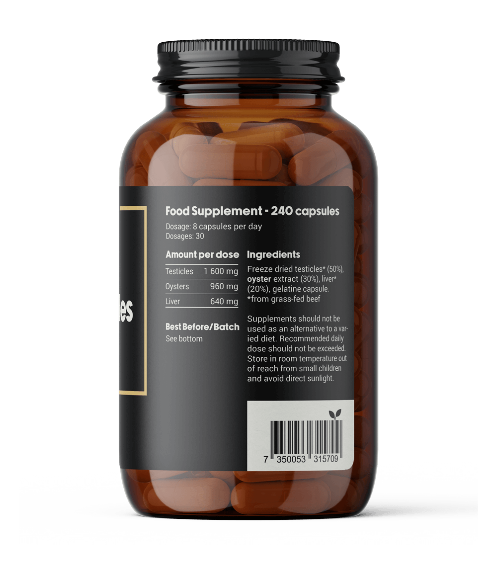 Grass-fed beef testicles supplement capsules nutrition facts and ingredients
