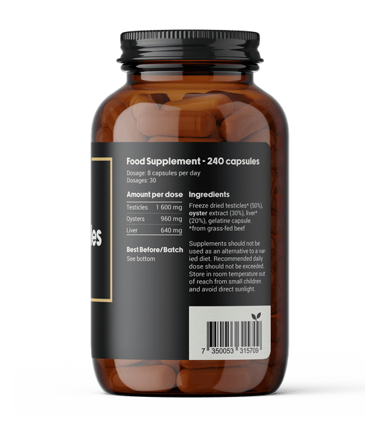 Grass-fed beef testicles supplement capsules nutrition facts and ingredients