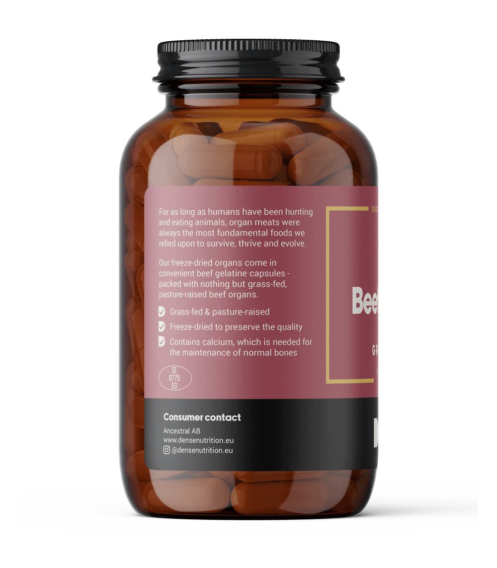 Grass-fed beef organs supplement capsules for her