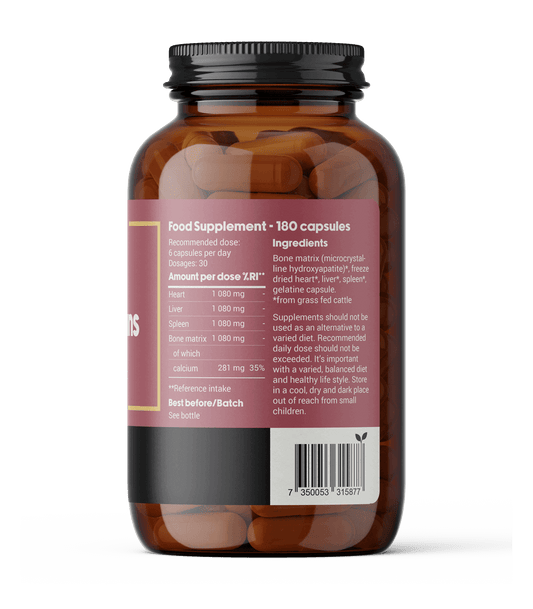 Grass-fed beef organs supplement capsules for her ingredients