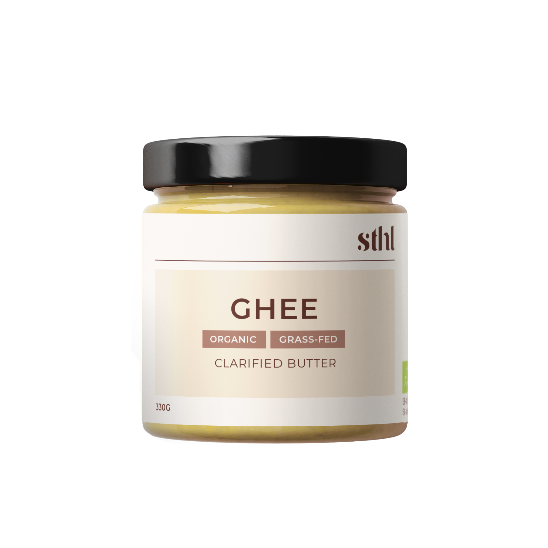 Grass-fed and organic ghee, clarified butter. Ready made