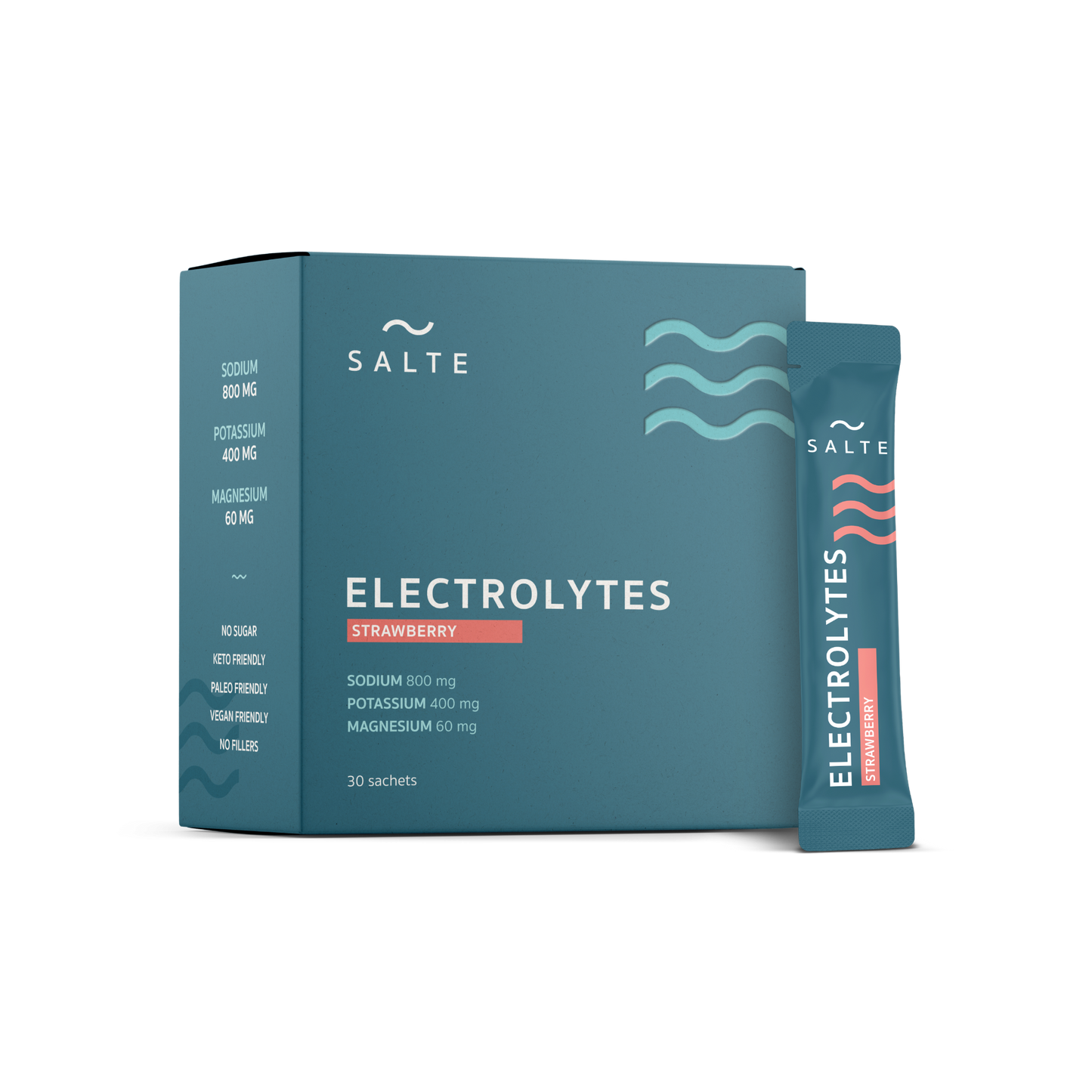 Electrolyte sachets with strawberry flavor