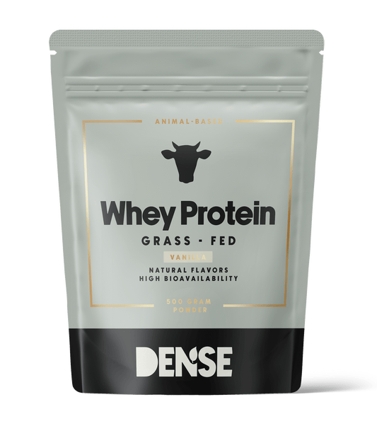 Grass-fed whey protein concentrate with vanilla flavor