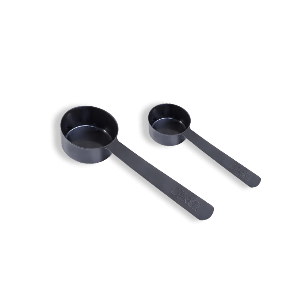 Stainless Steel Measuring Scoop Set featuring two scoops for precise measurement of powders.