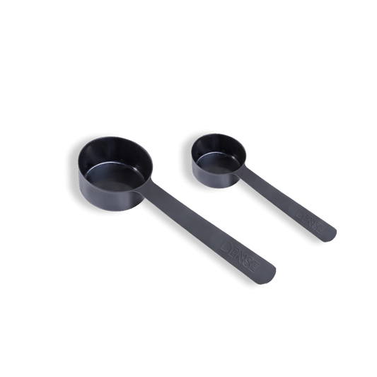 Stainless Steel Measuring Scoop Set featuring two scoops for precise measurement of powders.
